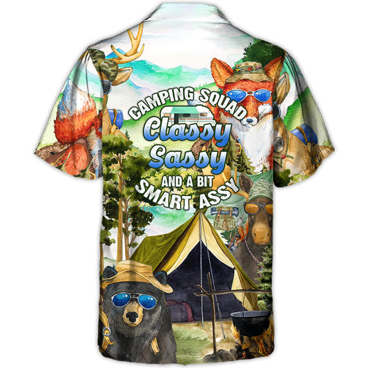Camping Squad Classy Sassy Bit Smart Assy Hawaiian Shirt Print Closeup For Casual Outings