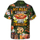 Funny Barbecue Food BBQ Grill Hawaiian Shirt Pattern Detail For Casual Outings