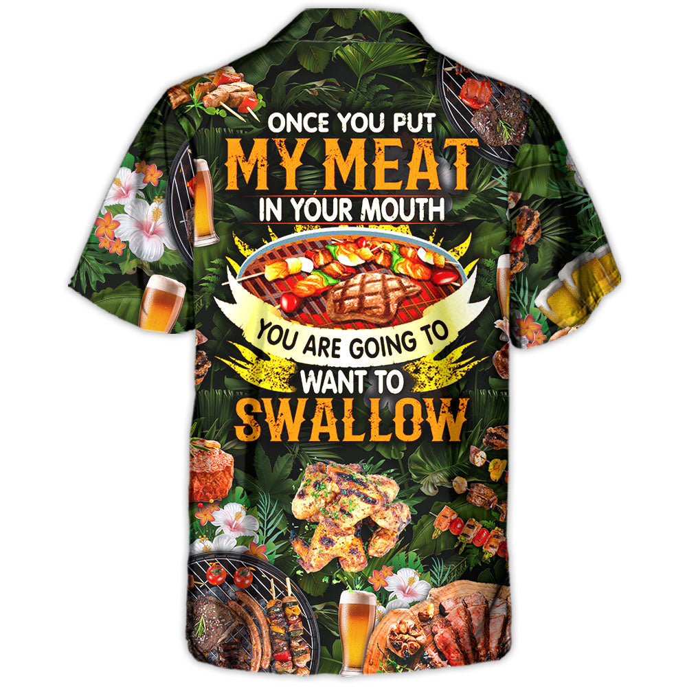 Funny Barbecue Food BBQ Grill Hawaiian Shirt Pattern Detail For Casual Outings