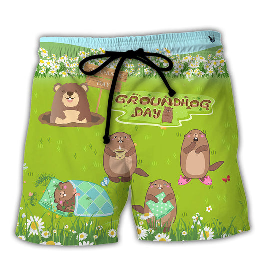 Floral Groundhog Day Beach Shorts For Island Getaways And Laid Back Styling