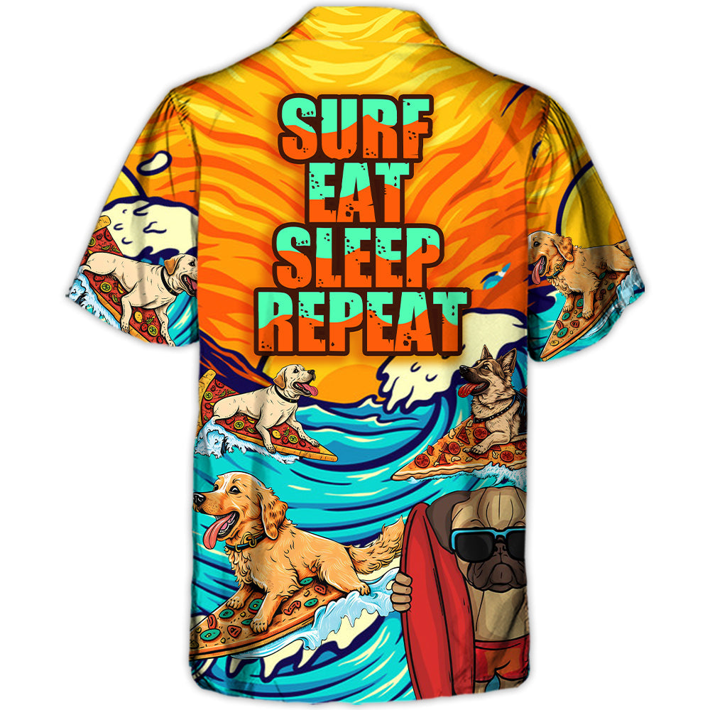 Dog Surfing Surf Hawaiian Shirt Creative Print View For Casual Outings