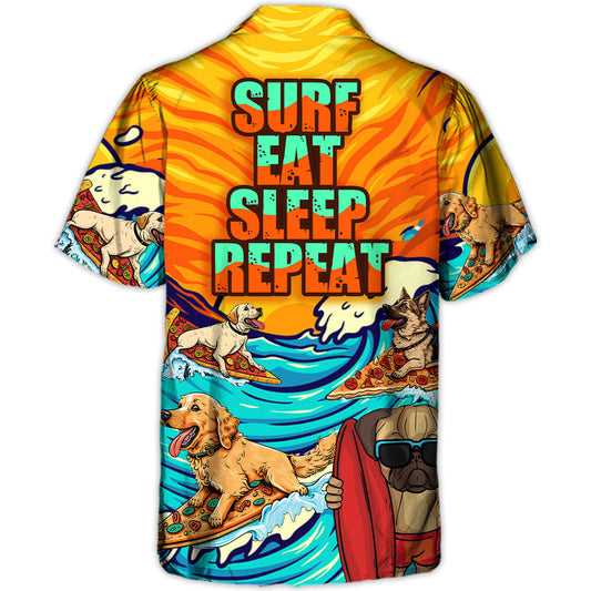 Dog Surfing Surf Hawaiian Shirt Creative Print View For Casual Outings