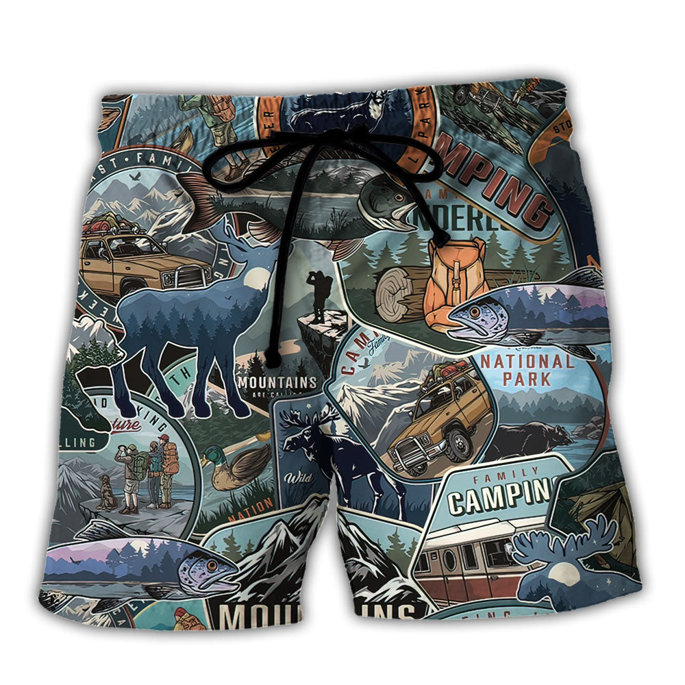 Camping When You Can Walk Among Strangers Beach Shorts For Warm Weather Trips And Everyday Use