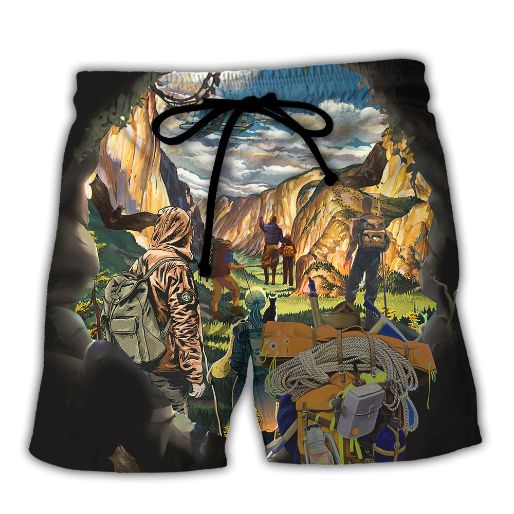 Backpacking Funny Saved Me Backpacker Life Quote Beach Shorts For Beach Getaways And Comfortable Summer Wear
