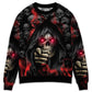 Dark Red Smoke Lightning Skull Sweater For Fantasy Fans Casual Outings And Weekend Adventures