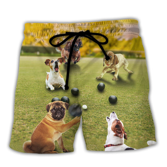 Dog Lawn Bowling Yard Play Beach Shorts For Sports Fan Vacation Wear