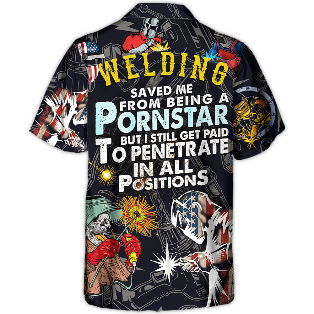 Funny Vintage Welding Gift Hawaiian Shirt Pattern Detail For Vacation Travel And Daily Wear