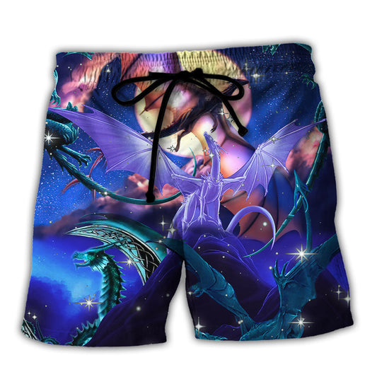 Moon Dragon Beach Shorts For Casual Day Trips And Weekend Casual Style