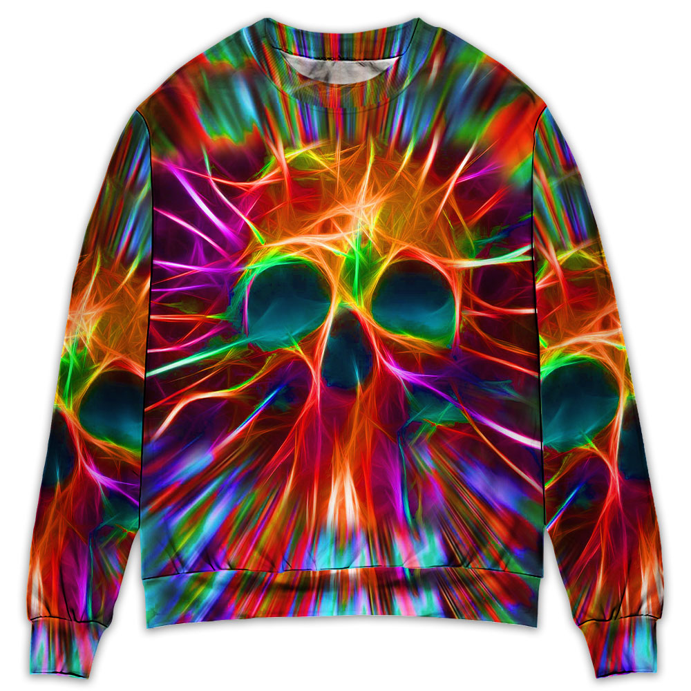 Rainbow Color Skull Sweater For Casual Wear Parties And Thoughtful Gifting