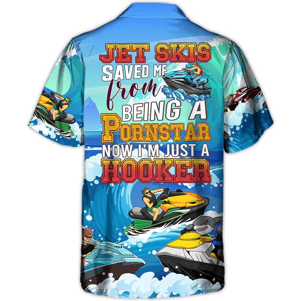 Funny Jet Skis Beach Gift Hawaiian Shirt Artwork View For Weekend Travel And Beach Style
