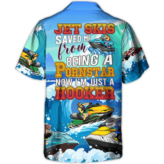 Funny Jet Skis Beach Gift Hawaiian Shirt Artwork View For Weekend Travel And Beach Style