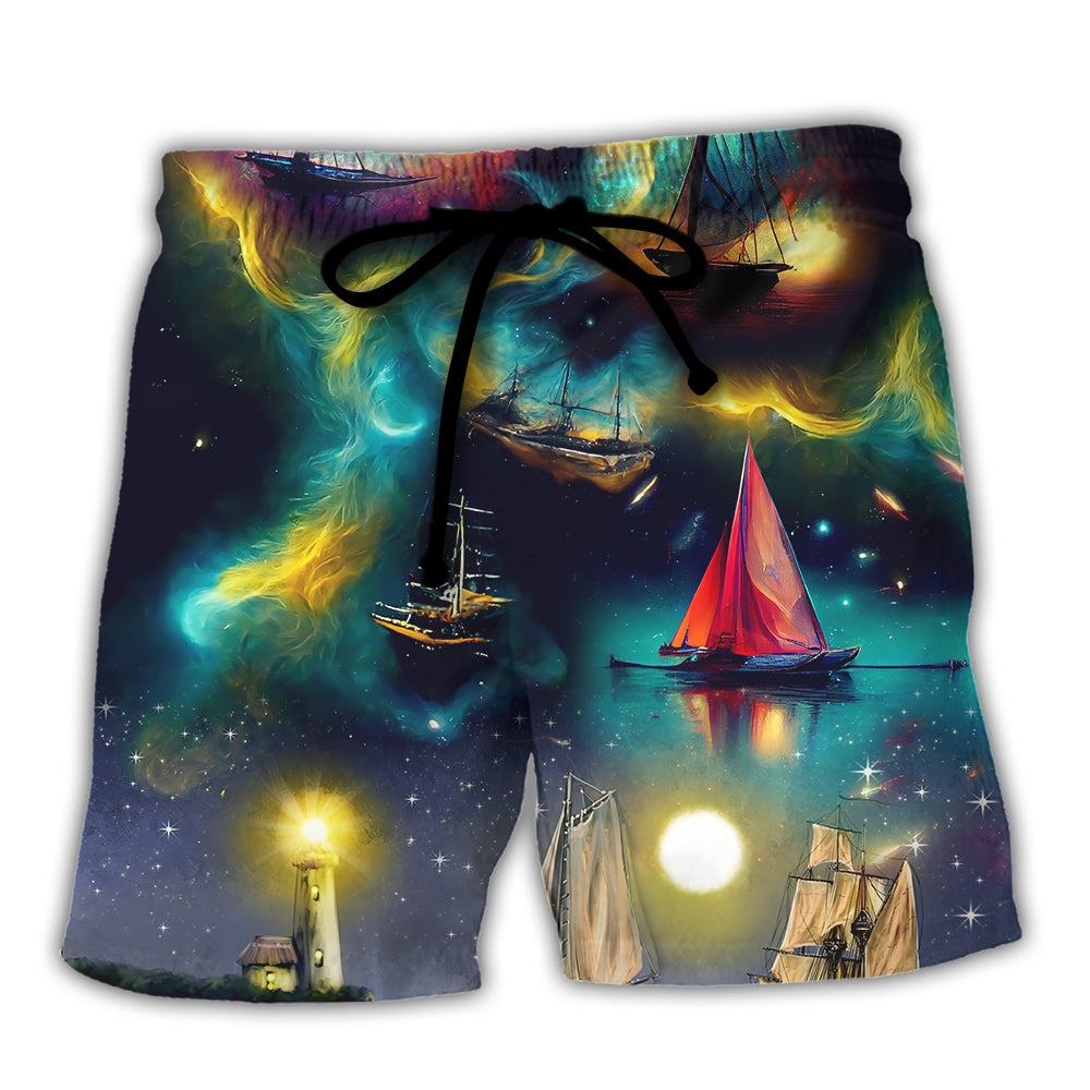 Sailing Adventure On A Classic Ship Beach Shorts For Resort Trips And Poolside Style