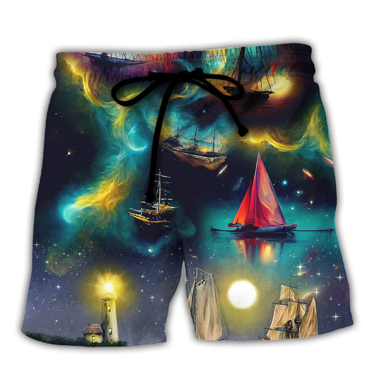 Space Sailing Beach Shorts For Poolside Relaxation And Bright Seasonal Outfits