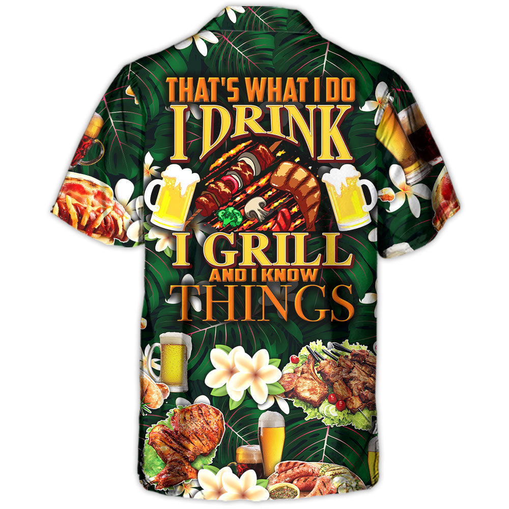 Barbecue Food Meat Grill Hawaiian Shirt Button Front Artwork For Warm Weather Events