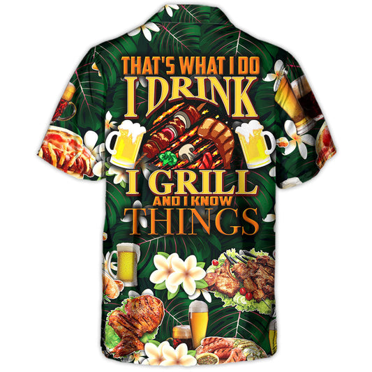 Barbecue Food Meat Grill Hawaiian Shirt Button Front Artwork For Warm Weather Events