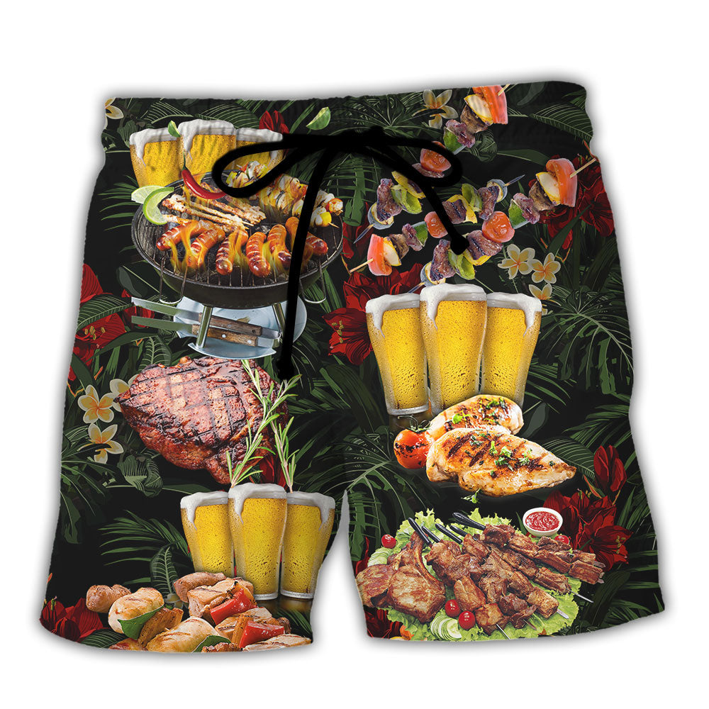 BBQ I Only Smoke The Good Stuff Funny Barbecue Beach Shorts For Sunny Outdoor Celebrations
