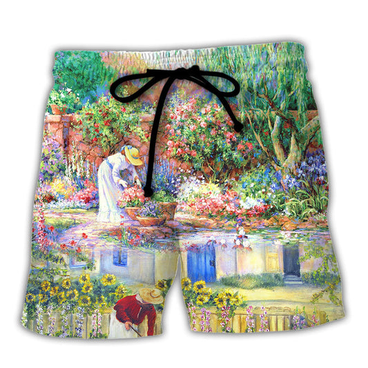 Gardening Floral Gardeners Together Beach Shorts For Coastal Summer Adventures