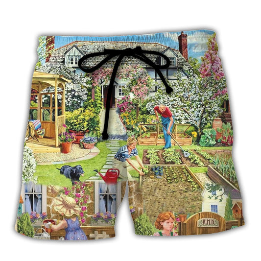Botanical Vintage Gardening Garden Beach Shorts For Resort Getaways And Everyday Comfort