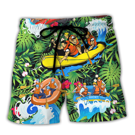 Floral Tropical Rafting Beach Shorts For Coastal Adventures And Comfortable Daily Use