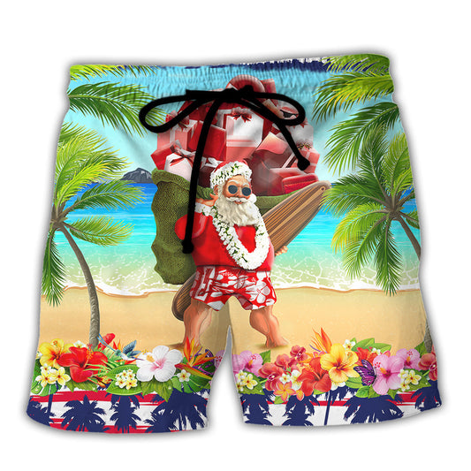 Santa At The Beach Christmas In July Beach Shorts For Festive Outdoor Style