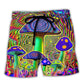 Hippie Mushroom Magic Colorful Art Beach Shorts For Outdoor Activities And Vacation Styling