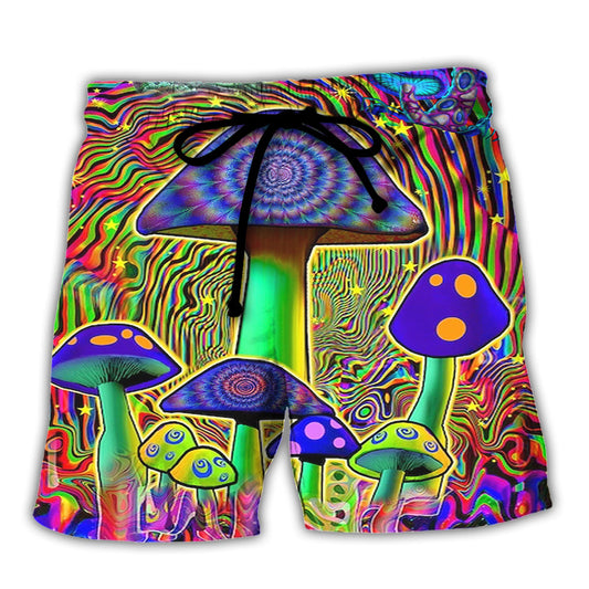 Hippie Mushroom Magic Beach Shorts For Holiday Cruises And Easy Warm Weather Wear
