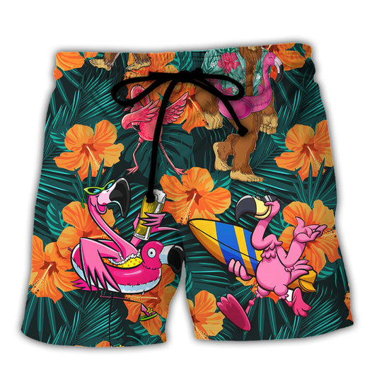 Flamingo Bigfoot Life Is Better At The Beach Shorts For Tropical Coastal Getaways