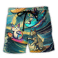 Surfing Cat Wave Beach Shorts For Warm Weather Outings And Leisure And Relaxation