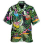 Tropical Funny Kayaking Flamingo Water Hawaiian Shirt Detailed Pattern View For Outdoor Gatherings