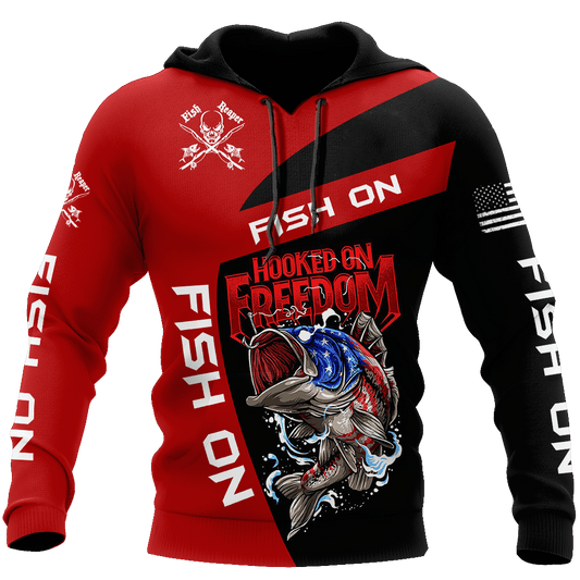 Hooked Freedom Fish Hoodie For Angling Enthusiasts Travel Days And Relaxed Daily Wear