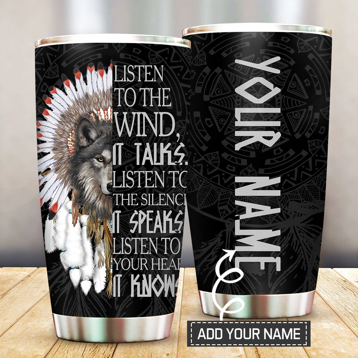 Native American Wolf Still Strong 20 Oz Tumbler For Coffee Travel And Daily Drinks