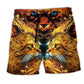 Cat Flaming Beach Shorts Print Detail For Thoughtful Gift Giving