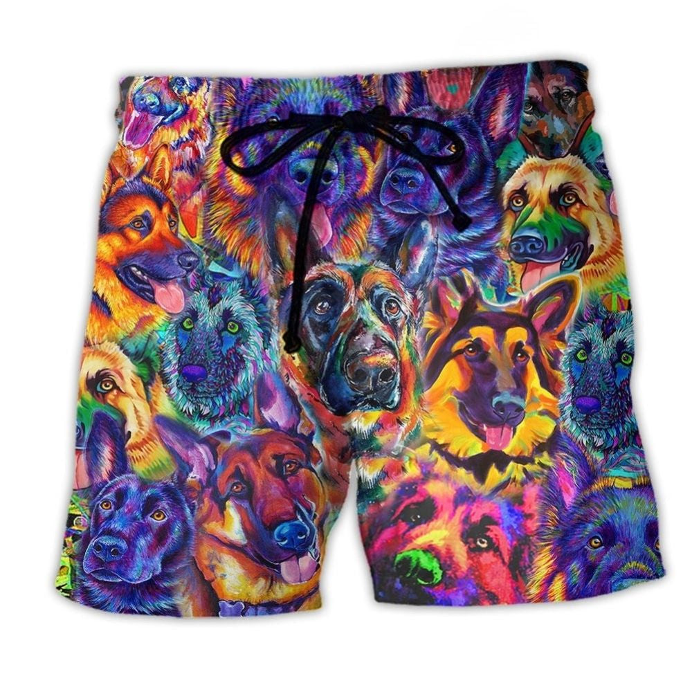 German Shepherd My Boy Dog Beach Shorts Pattern View For Wildlife Fans And Beach Days
