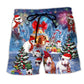 Dog Christmas Happy Beach Shorts Print Detail For Festive Outdoor Gatherings