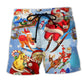 Skiing Santa Christmas Beach Shorts Artwork Detail For Christmas Trips And Gifting