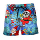 Diving Santa Christmas Beach Shorts Pattern View For Weekend Trips And Outdoor Activities