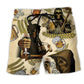Skull Beer Happy Vintage Beach Shorts Pattern View For Bold Warm Weather Outfits