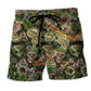 Skull Green Cactus Beach Shorts Artwork Detail For Coastal Festival Trips