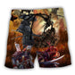Samurai Honor Duty Warrior Beach Shorts Pattern View For Relaxed Vacation Styling