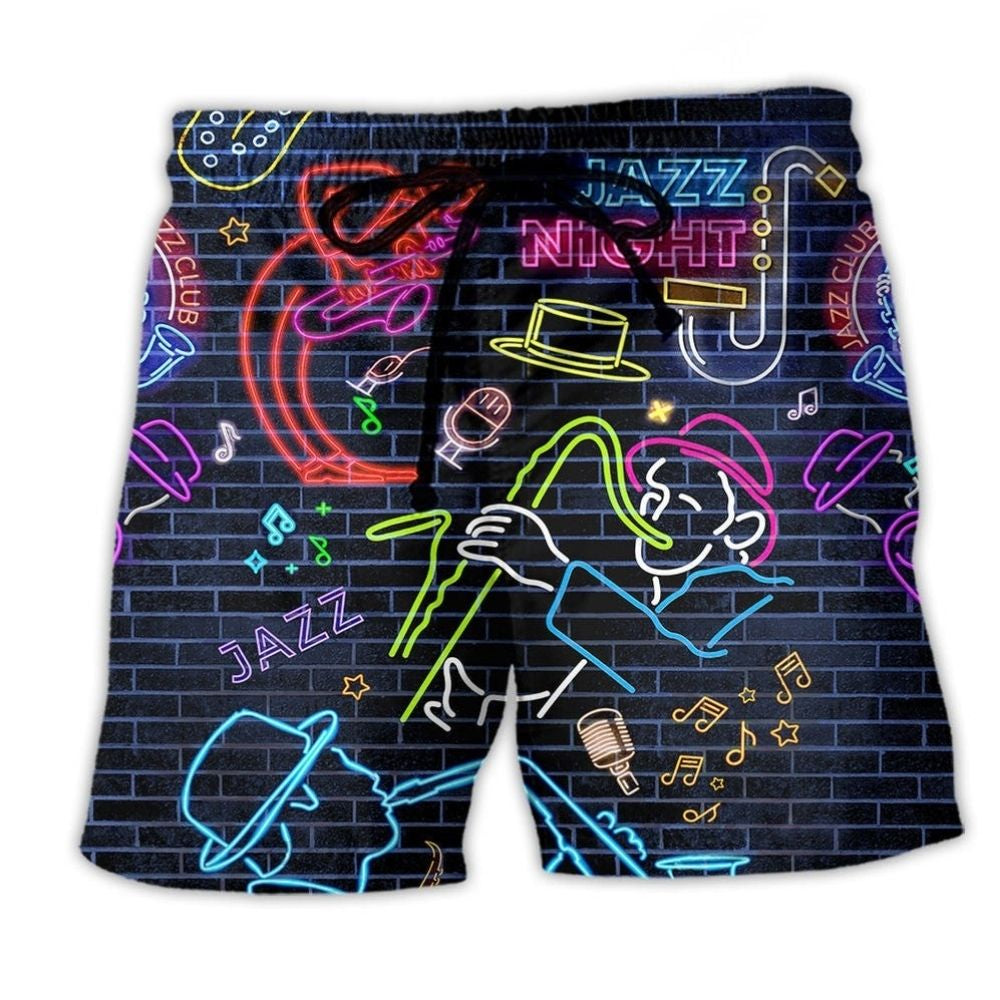 Saxophone Neon Purple Beach Shorts Design Detail For Coastal Escapes And Daily Wear