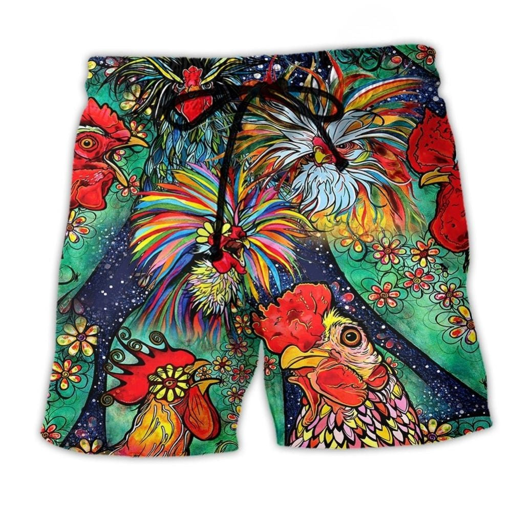 Chicken Farm Colorful Beach Shorts For Seaside Travel And Flexible Everyday Wear