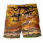 Combat Airplane Sunset Sky Beach Shorts For Beach Days And Easy Warm Weather Wear