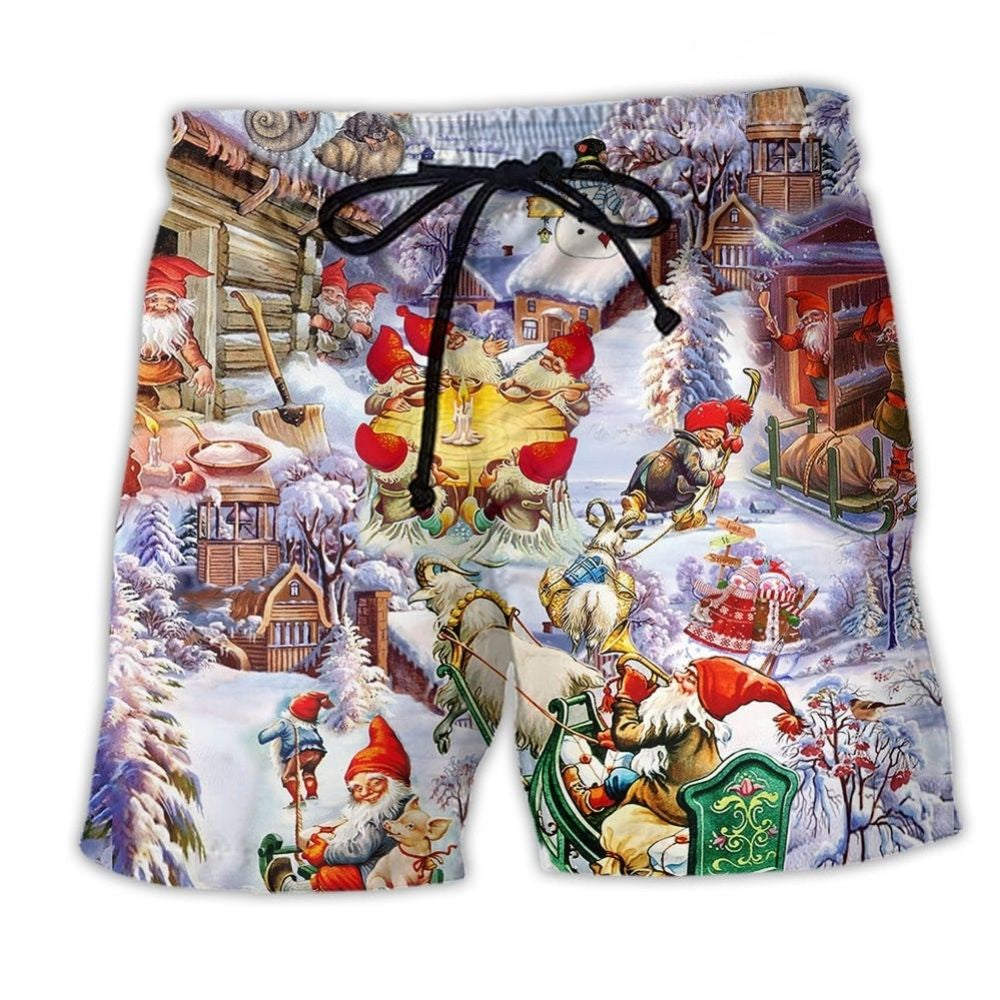 Christmas Santa Gnome Beach Shorts For Island Escapes And Flexible Everyday Wear