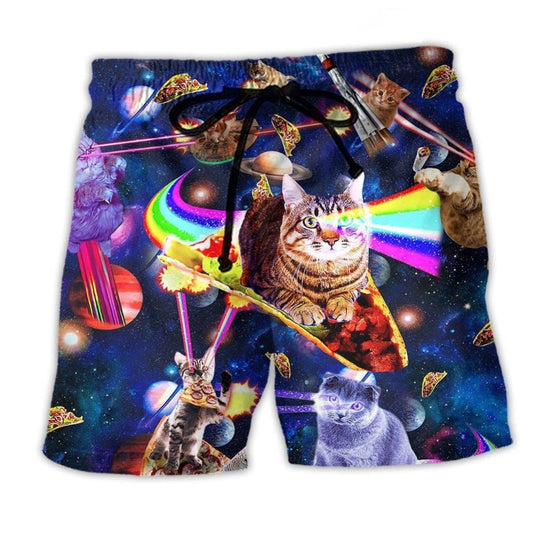 Cat Space Food Beach Shorts For Island Escapes And Everyday Comfort