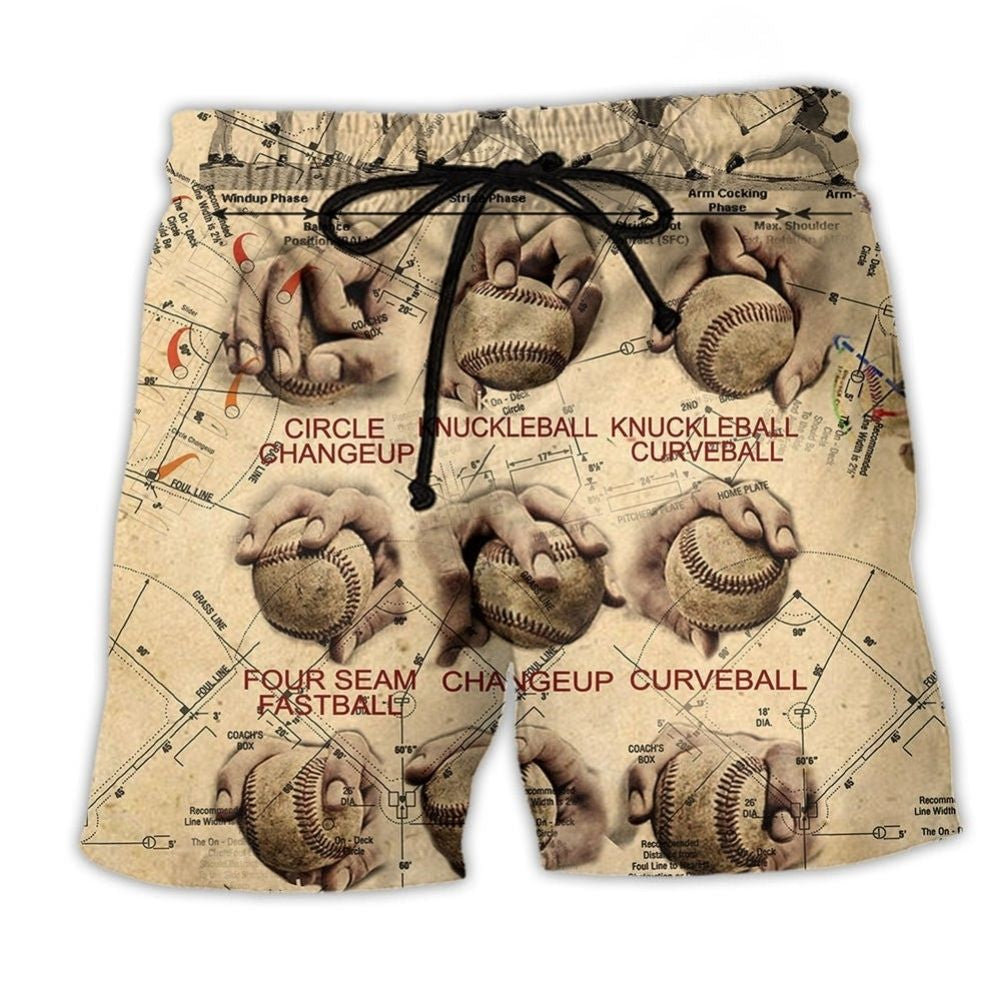 Baseball Pitching Grips Vintage Beach Shorts For Tropical Holidays And Flexible Everyday Wear