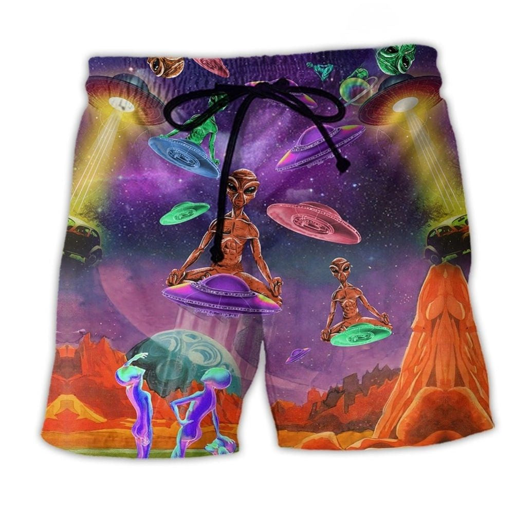 Alien Galaxy UFO Adventure Beach Shorts For Seaside Travel And Comfortable Resort Style
