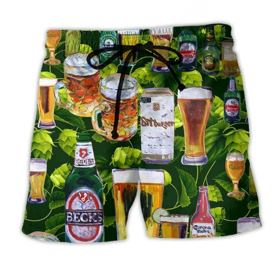 Beer Green Leaf Beach Shorts For Warm Weather Outings And Travel Ready Comfort