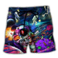 Astronaut Galaxy Floating Beach Shorts For Summer Vacations And Relaxed Holiday Style