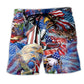 Patriotic American Heart Beach Shorts For Beach Days And Flexible Everyday Wear