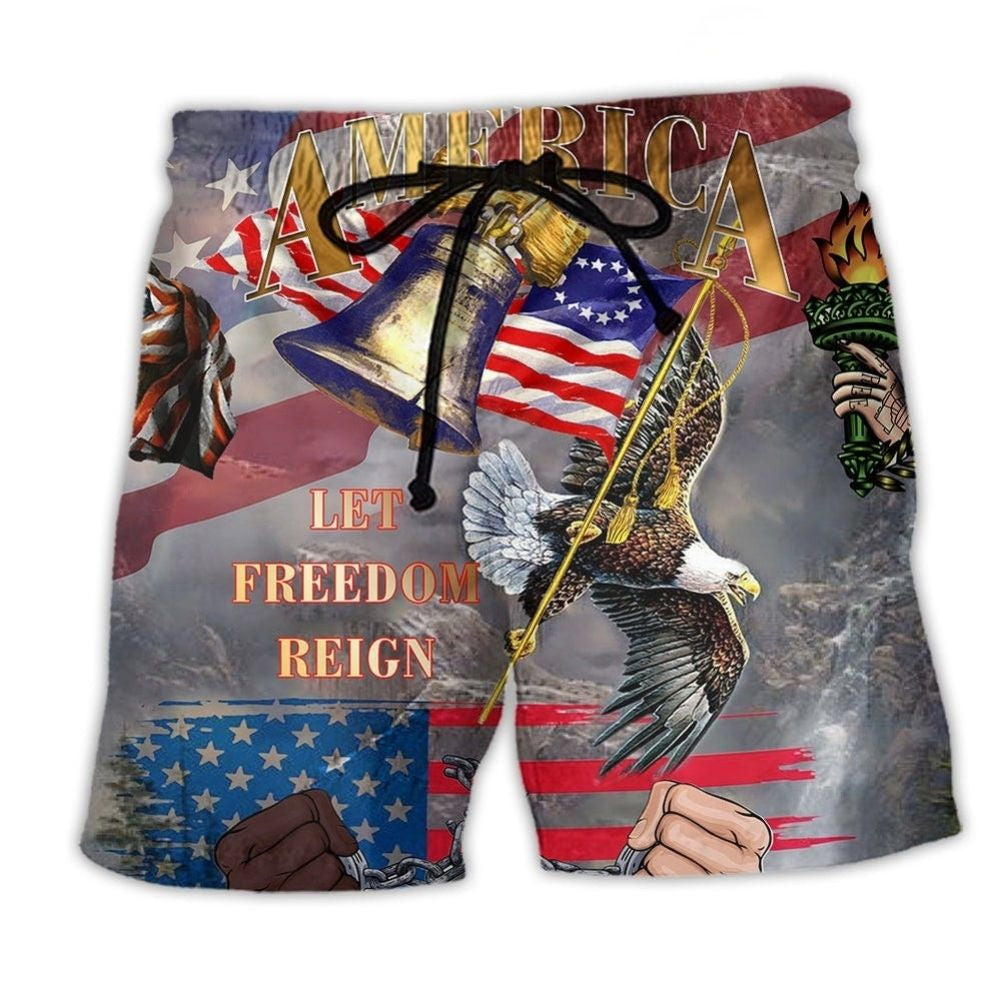 American Freedom Beach Shorts For Tropical Holidays And Leisure And Relaxation